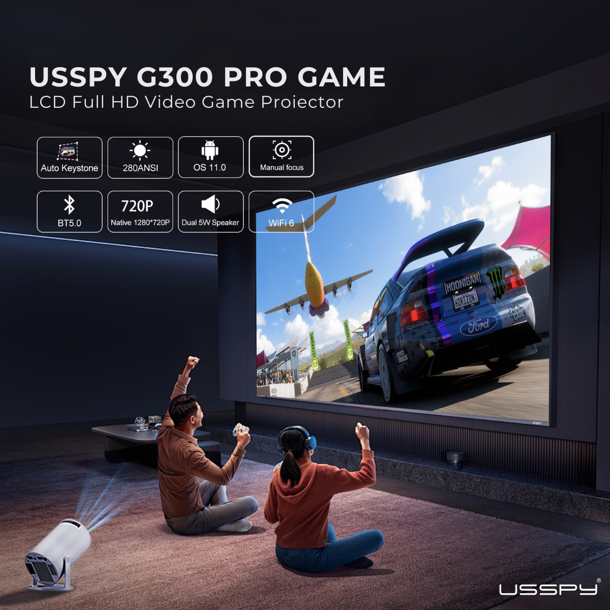 Videoproiector inteligent 2in1 cu consola gaming