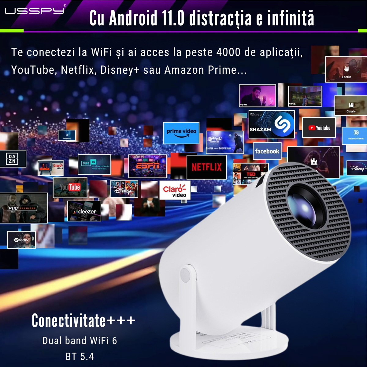 Videoproiector inteligent 2in1 cu consola gaming