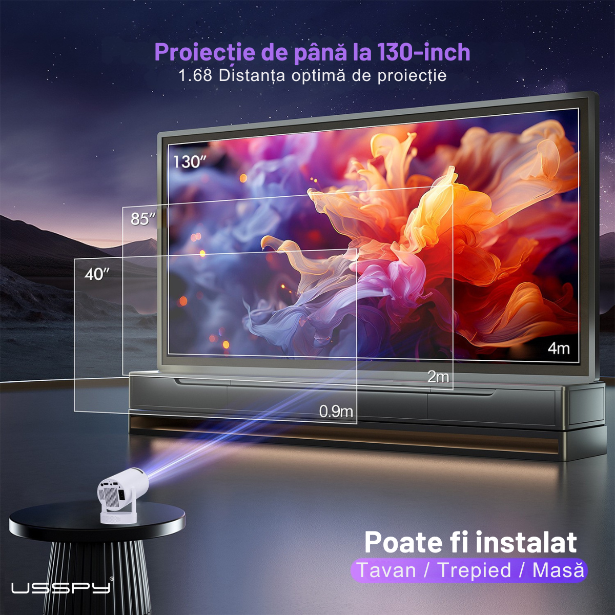 Videoproiector inteligent 2in1 cu consola gaming